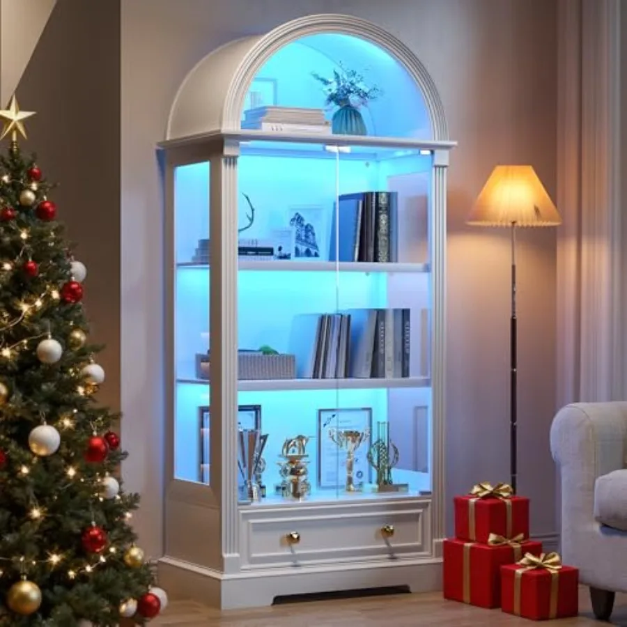 Cabinet Hinges - Curio Cabinet with Glass Doors LED