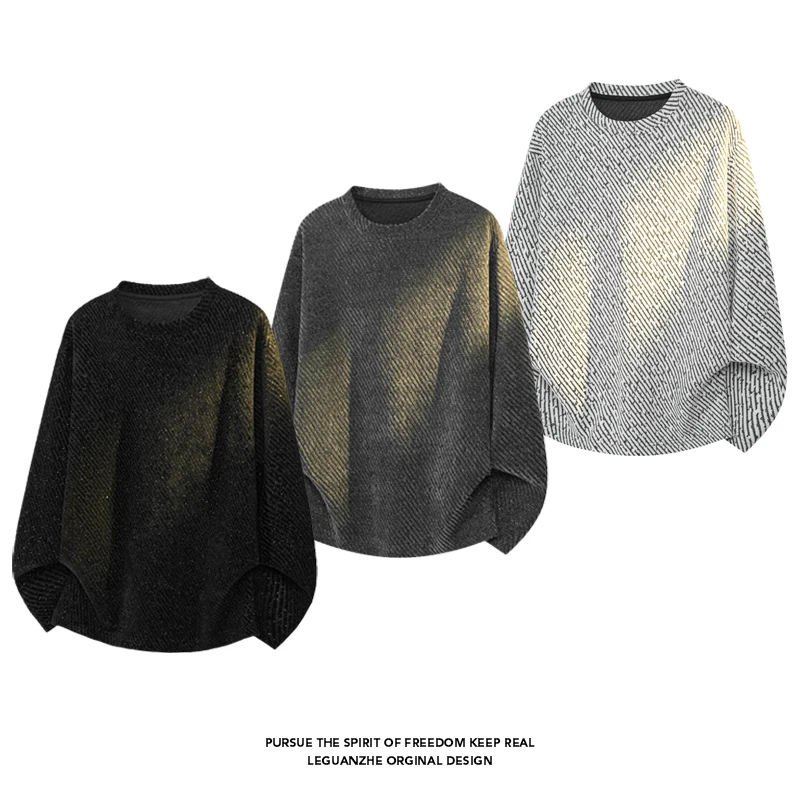 Wallpaper - Men Diagonal Stripe Textured Long Sleeve