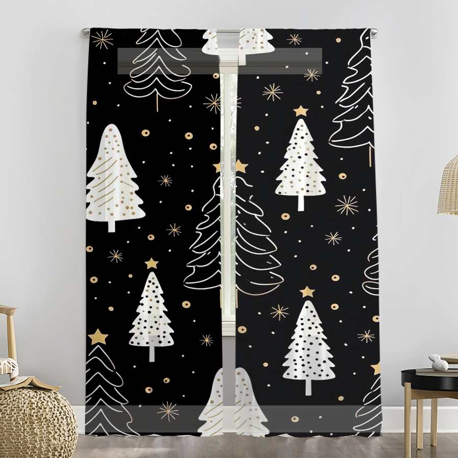 2PCS Christmas Curtains, Black - огляд і ціна Curtain Rods