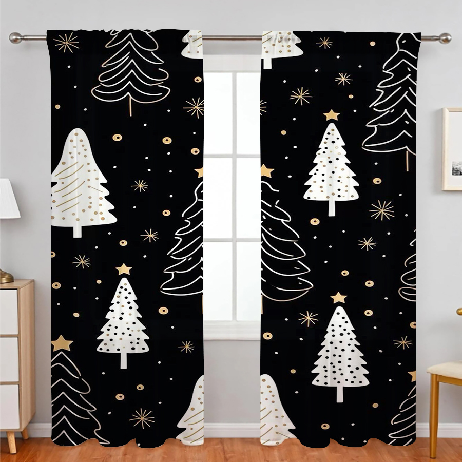 2PCS Christmas Curtains, Black - огляд і ціна Curtain Rods