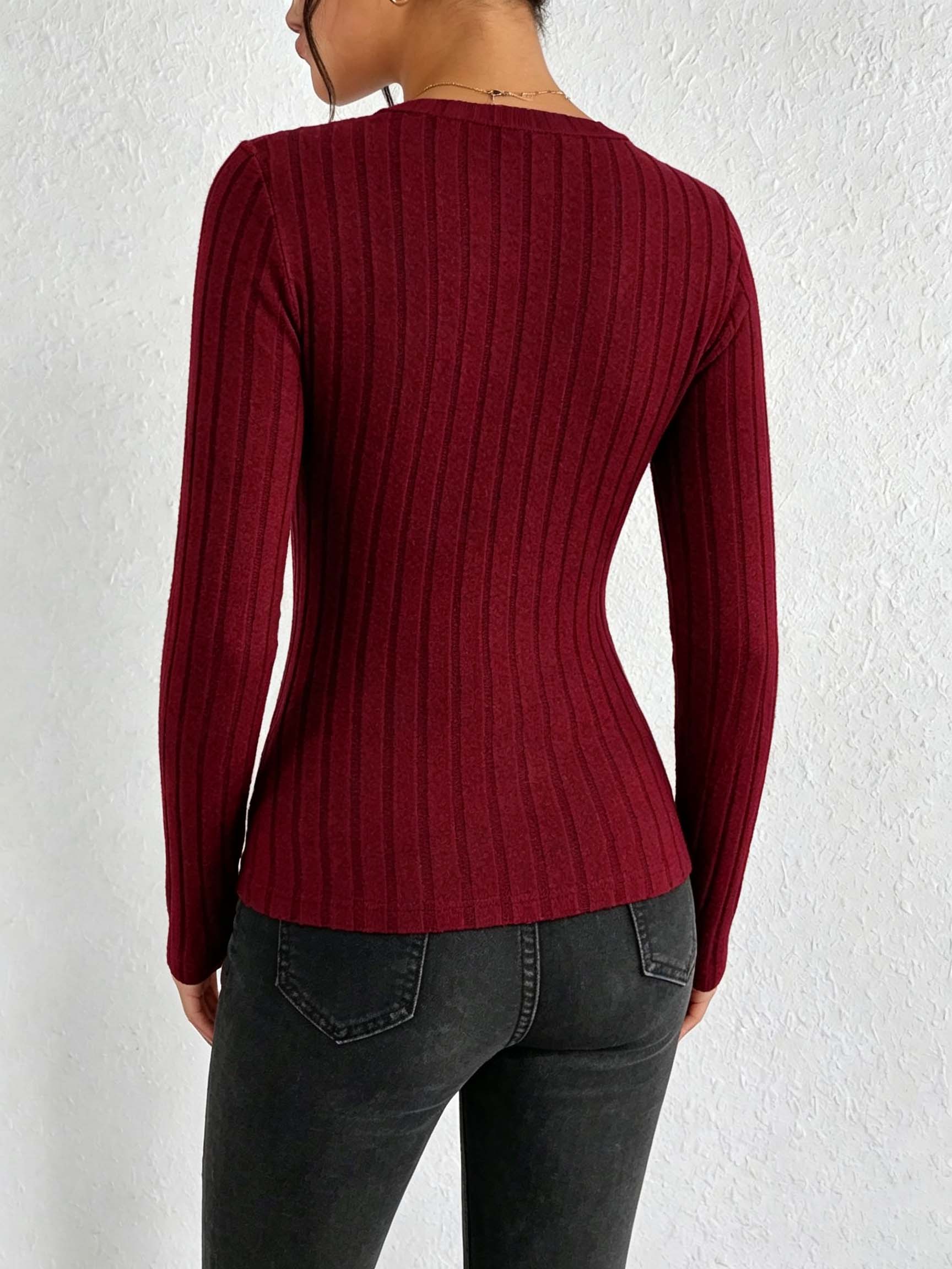 Women Solid V‑Neck Ribbed Knit - огляд і ціна Wallpaper
