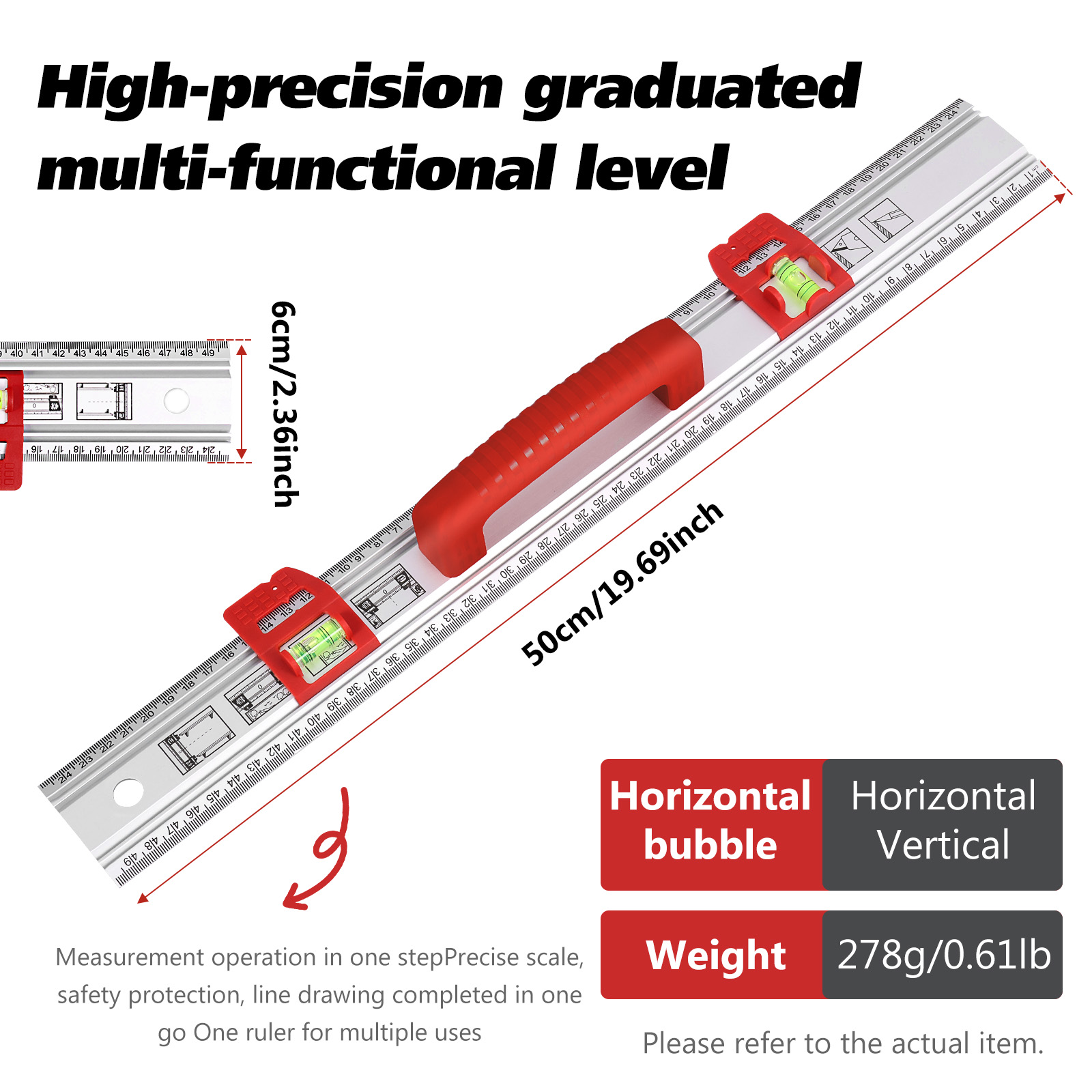 19.7inch Level Ruler Aluminum  - огляд і ціна Home Improvement Mark