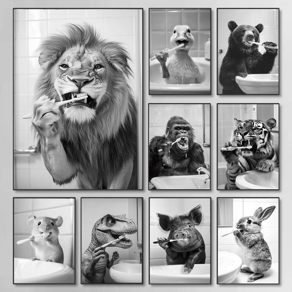 Black White Funny Bathroom Bru - огляд і ціна Paint Brush