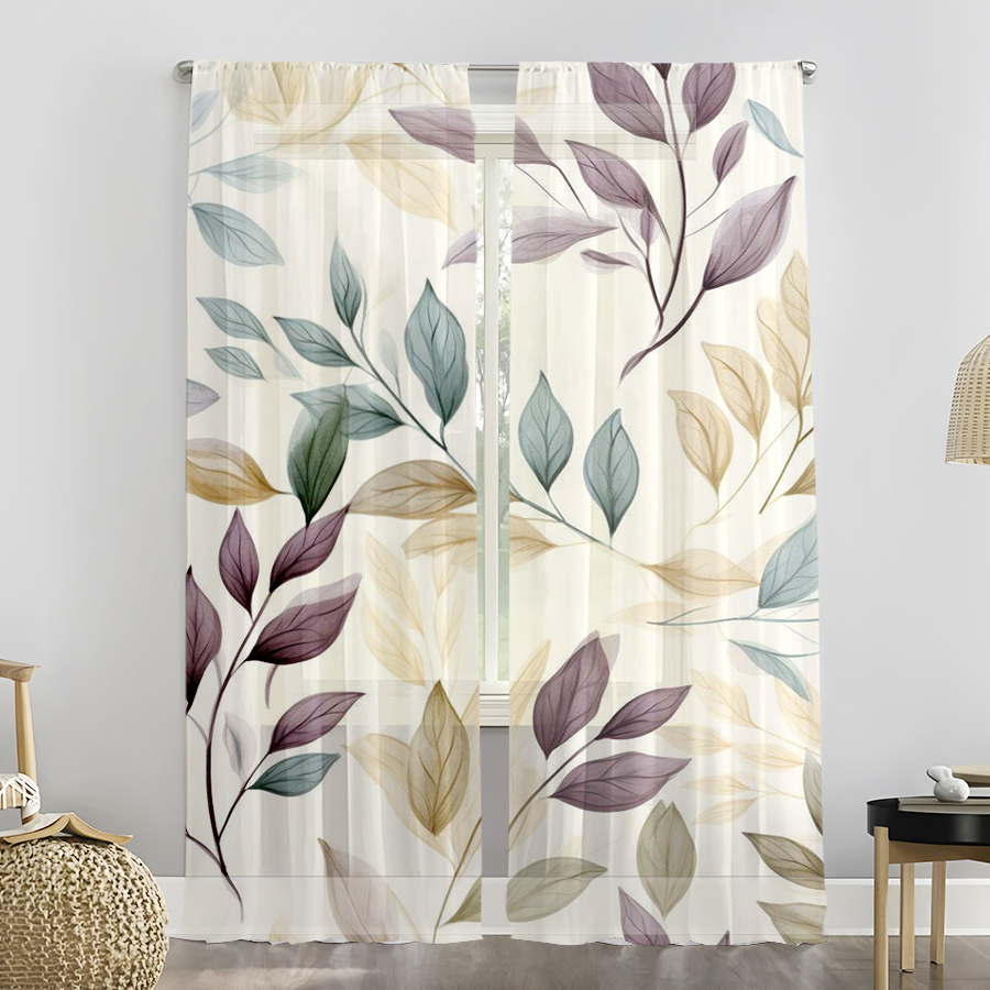 2PCS Sheer Curtains, Purple Bl - огляд і ціна Curtain Rods