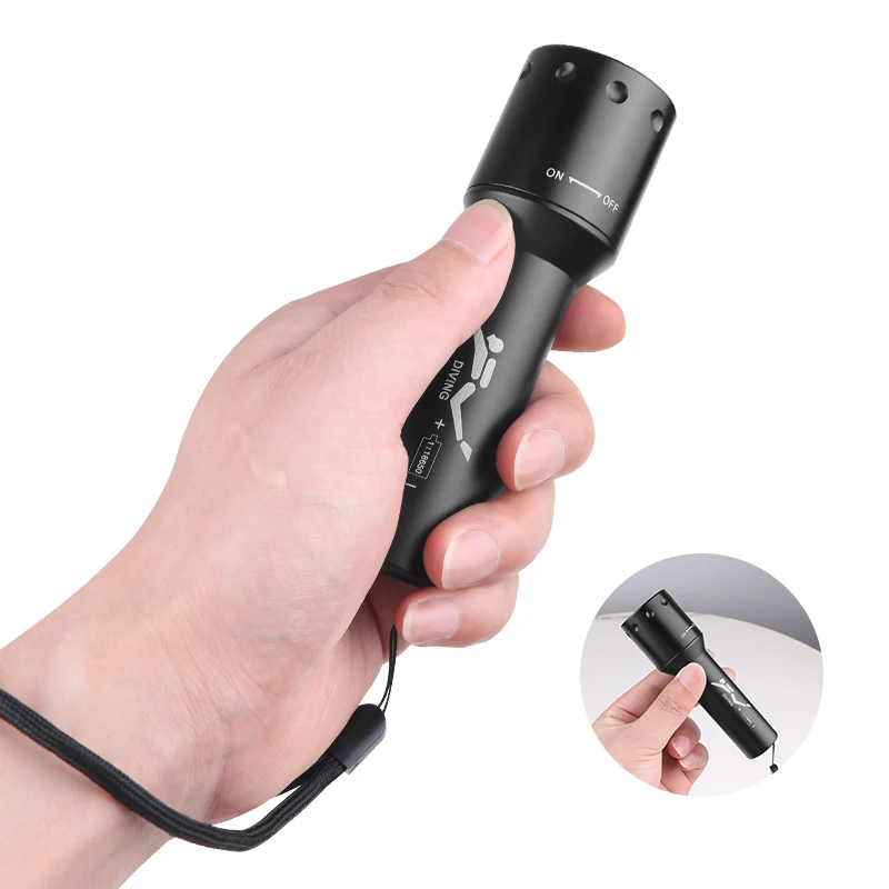 New T6 LED Diving Torch Long-R - огляд і ціна Light Switch