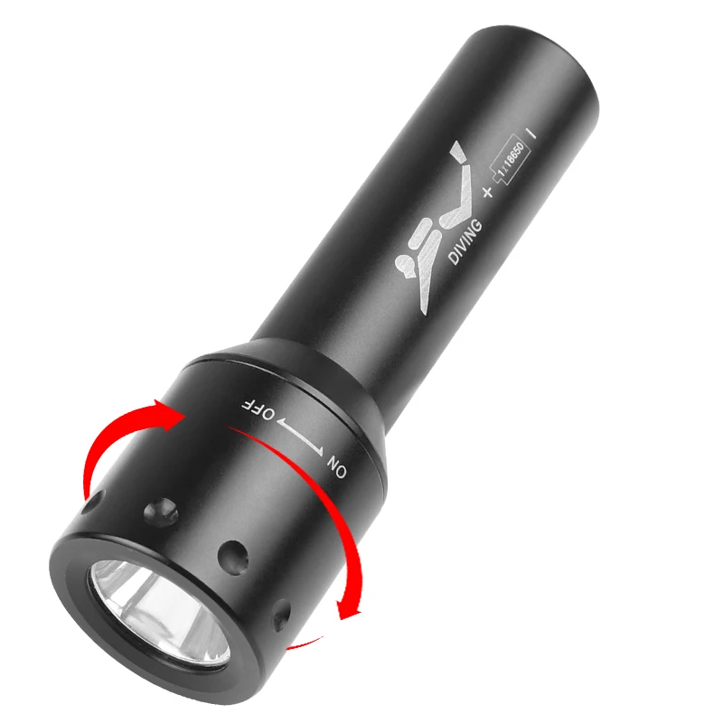 New T6 LED Diving Torch Long-R - огляд і ціна Light Switch